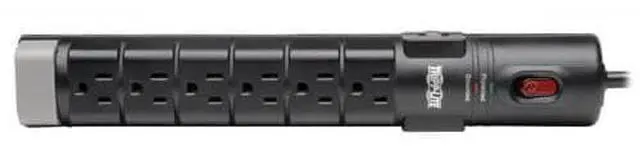 Alt view image 4 of 6 - 8 Outlet Surge Protector Power Strip, 6ft Cord Right Angle Plug, Tel/Modem, & $150K INSURANCE (TLP806TEL)