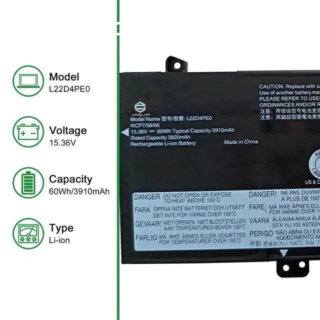 Alt view image 2 of 6 - L22D4PE0 Laptop Battery Replacement for Lenovo ThinkBook 14 G6 ABP IRL K14 G2 IRU Series SB11N47444 5B11N47434 SB11L67325 5B11L67329 L22B4PE0 SB11L67319 5B11L67335 L22M4PE0 15.36V 60Wh