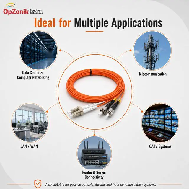 Alt view image 7 of 7 - 3M LC to ST Fiber Optic Patch Cable Multimode OM1 Duplex 62.5/125µm Optical Patch Cord 1G/10G Fiber Optic Cable LC-ST 3 Meter (9.8ft)
