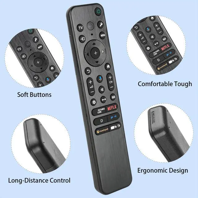 Alt view image 3 of 6 - RMF-TX920U Voice Backlit Remote Control Compatible with Sony 2024 Smart TV K43S20M2 K-43S20M2 K43XBR80M2 K-43XBR80M2 K43XR50 K-43XR50 Replacement Controller with Netflix PrimeVideo YouTube Buttons