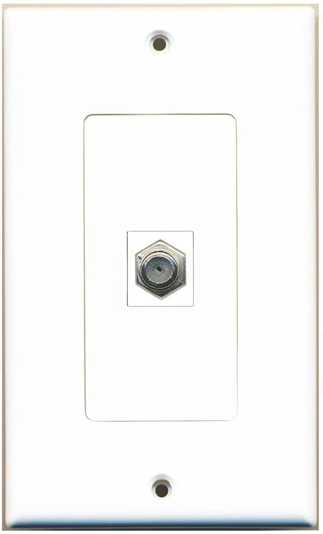Main image of 1 Coax Cable TV Port Wall Plate Oversized Jumbo MIDI White