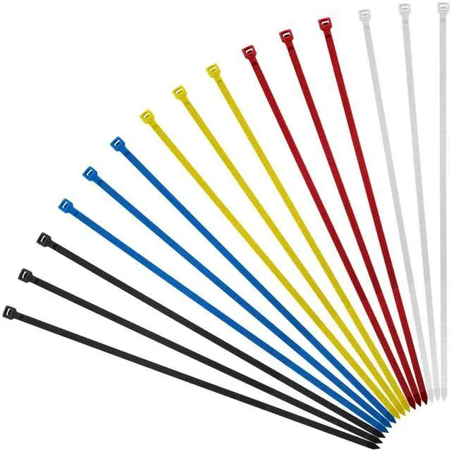 Main image of 100PCS 18 Inch Colored Zip Ties, 120LBS Strength Heavy Duty, PA66 Nylon | 0.3 inch Wide, Assorted 5 Colors, Self-Locking UV Resistant Cable Ties for Color-Coded Cable Management