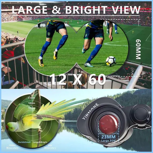 Alt view image 4 of 6 - 12x60 Binoculars for Adults High Powered Stargazing Long Range UHD | Waterproof Fogproof BAK4 Prism FMC Lens HD Optics Astronomy Hunting Bird Watching Low Light Vision Phone Adapter Binocular
