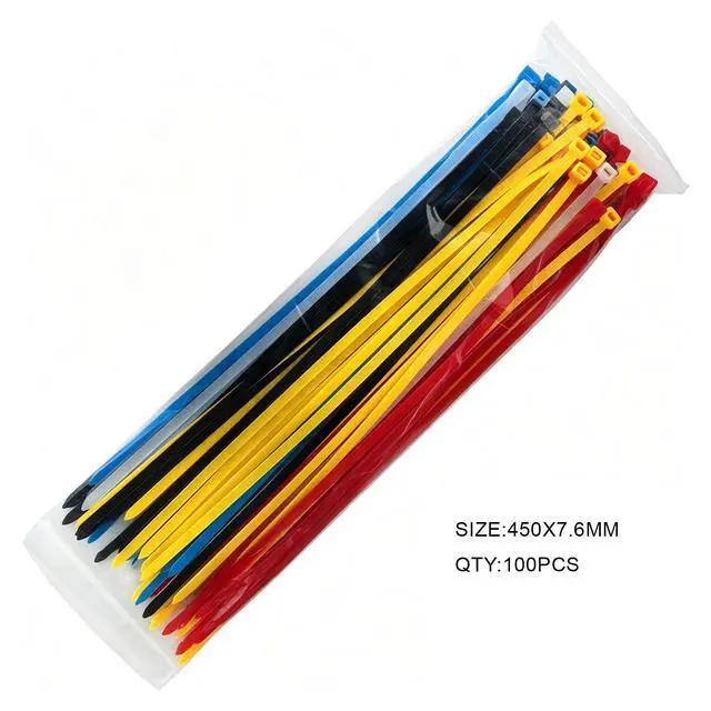 Alt view image 7 of 7 - 100PCS 18 Inch Colored Zip Ties, 120LBS Strength Heavy Duty, PA66 Nylon | 0.3 inch Wide, Assorted 5 Colors, Self-Locking UV Resistant Cable Ties for Color-Coded Cable Management