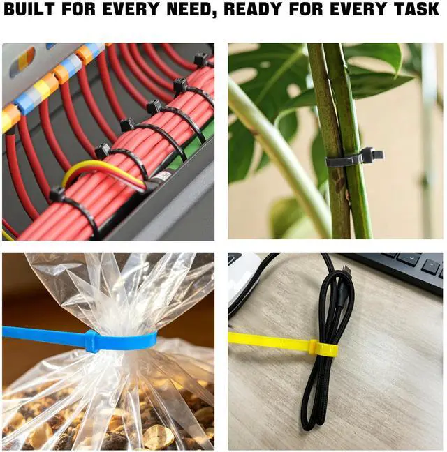 Alt view image 6 of 7 - 100PCS 18 Inch Colored Zip Ties, 120LBS Strength Heavy Duty, PA66 Nylon | 0.3 inch Wide, Assorted 5 Colors, Self-Locking UV Resistant Cable Ties for Color-Coded Cable Management