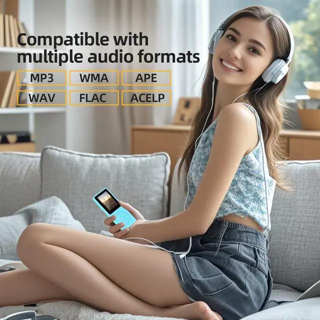 Alt view image 3 of 5 - MP3 Player is a Portable Music Player with a 32GB Micro sd Card,1.8-inch Screen,with Speaker,FM Radio,Record,e-Book,Picture,Video,Suitable for Work and Sports