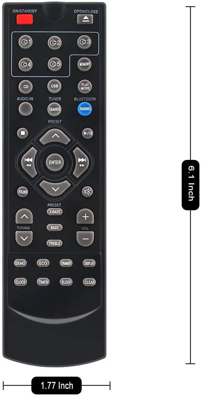 Alt view image 4 of 5 - Replacement RRMCGA409AWSA Remote Commander Compatible with Sharp XL-BH250 | 5-Disc Micro Shelf System XL-BH250 (GL) CP-BH250 Audio Speaker
