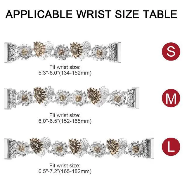 Alt view image 5 of 7 - Stretchy Metal Bracelet Bands Compatible with Fitbit Versa 3/ Versa 4/ Sense/Sense 2 Bands,Women Fancy Elastic Sunflower Heart Dressy Stainless Replacement Wristband Strap