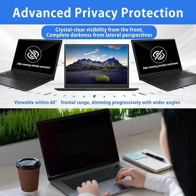 Alt view image 4 of 6 - For 13.3 Inch 16:10 Laptop Privacy Screen Protector | Removable for Lenovo/HP/Dell/Acer/ASUS/Samsung & Other 13.3 Inch 16:10 Laptops Anti-fingerprint, Anti-Glare, Anti-scratch