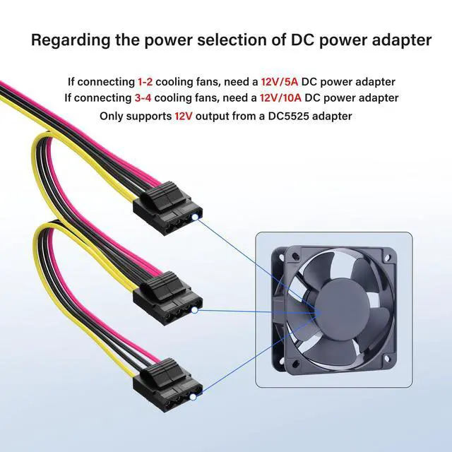 Alt view image 4 of 6 - DC5525 to IDE 4 Pin Power Supply Cable DC 5.5x2.5mm Female to LP4 IDE 4 Pin Female Extension Cable for PC Fan (1 to 3)