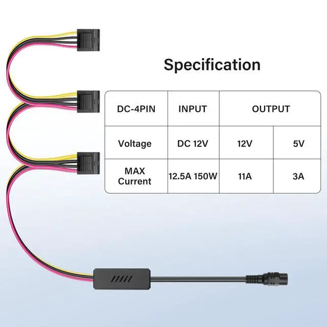 Alt view image 6 of 6 - DC5525 to IDE 4 Pin Power Supply Cable DC 5.5x2.5mm Female to LP4 IDE 4 Pin Female Extension Cable for PC Fan (1 to 3)