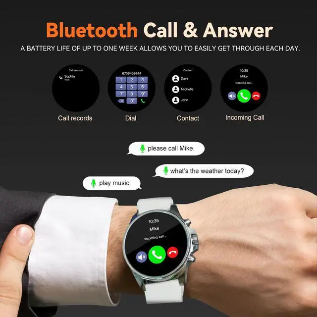 Alt view image 3 of 7 - Smart Watches for Men,1.43" HD Touch Screen,Fitness Tracker Running Watch,Heart Rate/Sleep Monitor,Fitness Smart Watch,Bluetooth,NFC,Compatible with iOS Android,Smart Watch