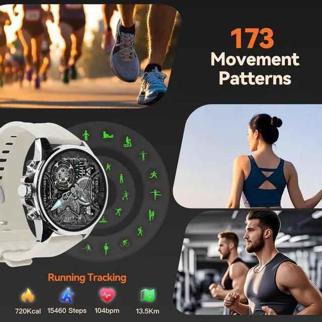 Alt view image 2 of 7 - Smart Watches for Men,1.43" HD Touch Screen,Fitness Tracker Running Watch,Heart Rate/Sleep Monitor,Fitness Smart Watch,Bluetooth,NFC,Compatible with iOS Android,Smart Watch
