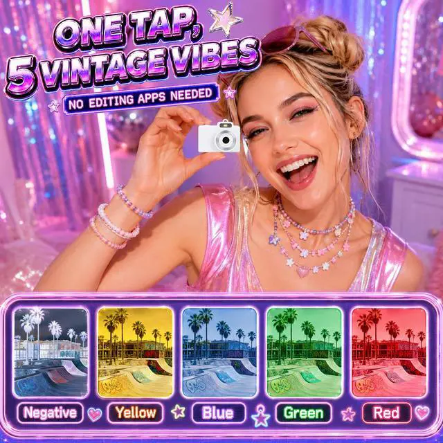 Alt view image 3 of 6 - Y2K Mini Camera Keychain for Girls, Retro Lo-Fi Keychain Cam with 5 Filters | Retro Image Quality, Non Professional Camera, Keychain Clip, Y2K Birthday Gift