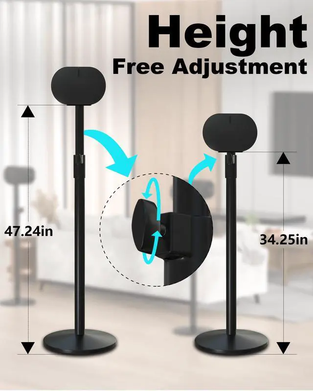 Alt view image 3 of 7 - Speaker Stand for Sonos ERA 300, Premium Metal Design, Adjustable Floor Speaker Stand with Cable Management(2pcs, Black)