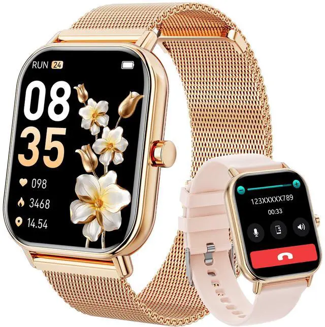 Main image of Smart Watch for Women Men, Fitness Tracker Watch for Android Phones iPhone Compatible, 1.85" Smart Watches for Women Men, 110+ Sport Modes Smartwatch (2 Strap)
