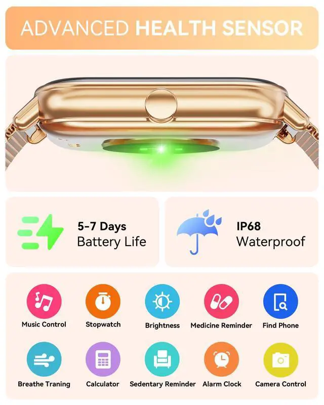 Alt view image 4 of 6 - Smart Watch for Women Men, Fitness Tracker Watch for Android Phones iPhone Compatible, 1.85" Smart Watches for Women Men, 110+ Sport Modes Smartwatch (2 Strap)