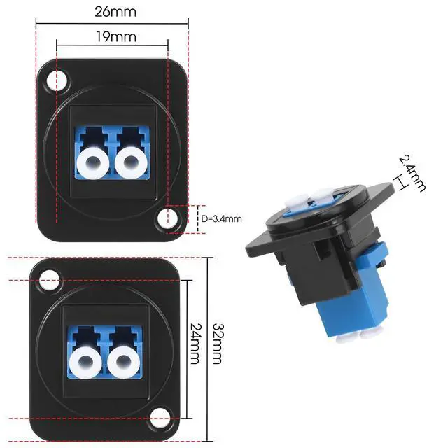 Alt view image 3 of 4 - 5pcs LC to LC Fiber Panel Mount Adapter Duplex Singlemode | LC-LC Fiber Optic Keystone Connector Socket Module, XLR Panel/D-Panel Mount, for Fibre Optic Network LAN Integrated Cablin