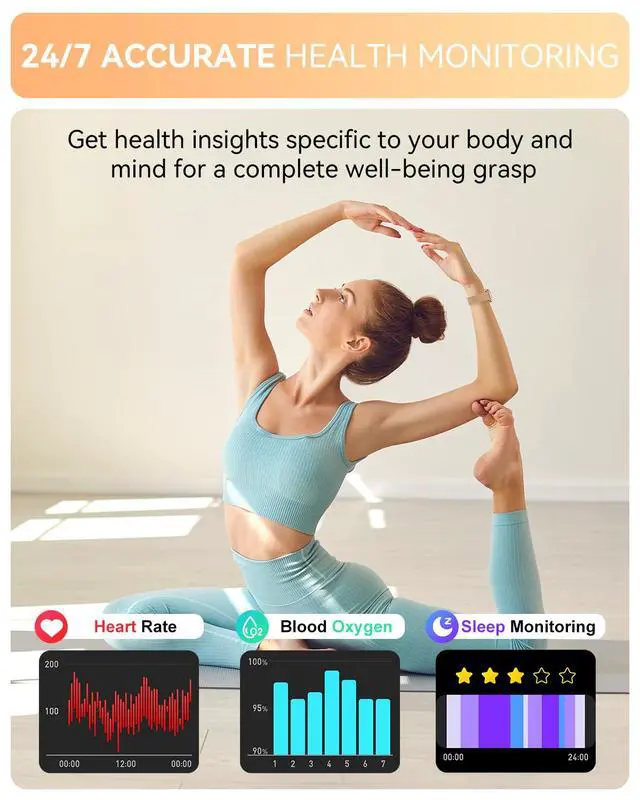 Alt view image 6 of 6 - Smart Watch for Women Men, Fitness Tracker Watch for Android Phones iPhone Compatible, 1.85" Smart Watches for Women Men, 110+ Sport Modes Smartwatch (2 Strap)