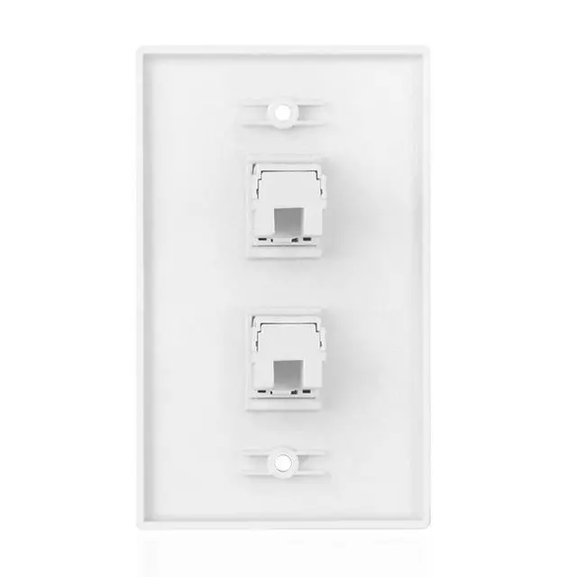 Alt view image 4 of 4 - TNP 2-Port CAT5e Ethernet Wall Plate, Dual RJ45 Female Coupler, White | White 1-Gang Network Outlet Faceplate Connects Two Cat5e Cables with Rj45 Female-To-Female Jacks; Mounting Screws Included