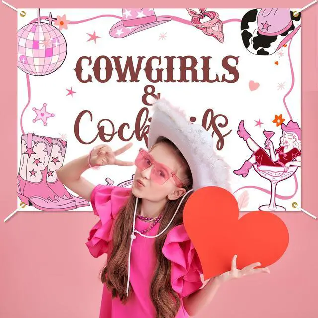 Alt view image 6 of 6 - Cowgirls & Cocktails Backdrop - Disco Western Cowgirl Last Rodeo Decor, Pink Rodeo Boot & Horse Western Cowgirl Bridal Shower Decorations, Nashville Bachelorette Party Supplies 7x5ft