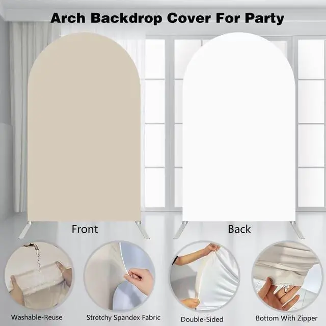Alt view image 5 of 6 - Rainbows Arched Backdrop Covers for Groovy Party Arch Stand Covers Birthday Baby Shower Cake Tablecloth Decor Props