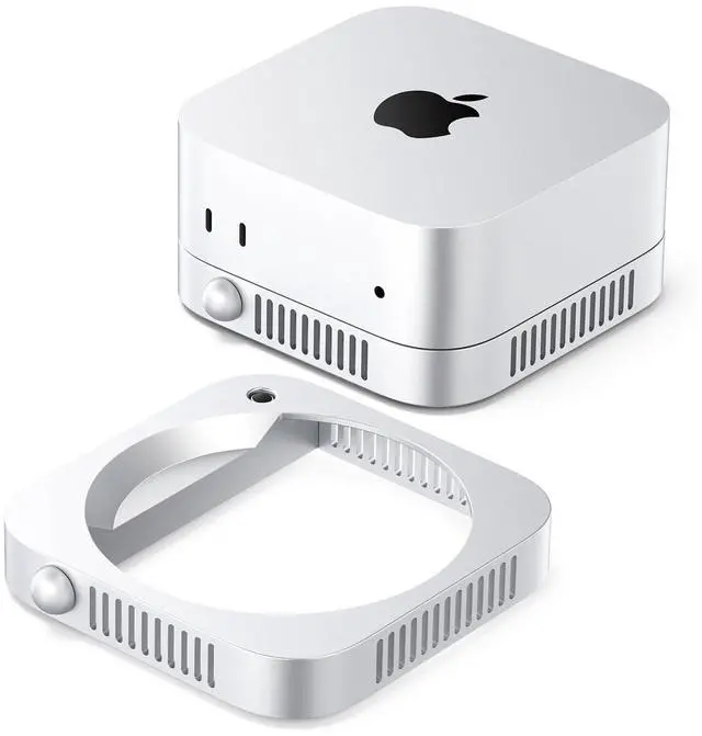 Main image of Mac mini Stand - 360° Airflow Cooling Stand with Built-in Power Switch, Premium ABS Silver Stand for M4 or M4 Pro Mac mini, Anti-Scratch Metallic Finish & Silk-Screened Logo-ST01
