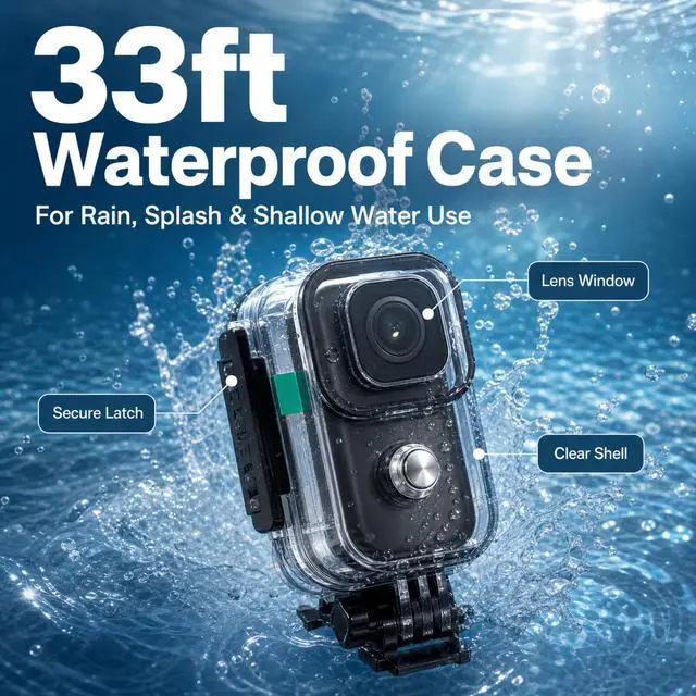 Alt view image 5 of 7 - 4K Mini Action Camera 64GB, 33ft Waterproof WiFi Thumb POV Cam | Magnetic wearable body cam, 150° wide angle, 4K/30fps, 4hr battery, app live preview, hands-free for motorcycle cycling vlog