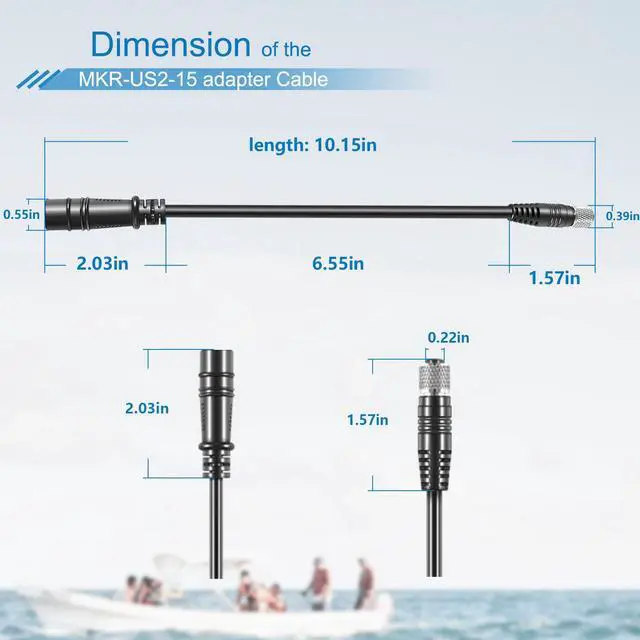 Alt view image 6 of 7 - 1852075 MKR-US2-15 Adapter Cable for Lowrance Hook2 Universal Sonar 2, for Hook Reveal (8-pin)
