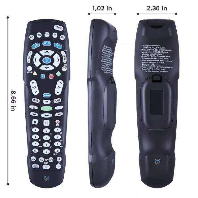 Alt view image 2 of 4 - Replacement Spectrum TV Remote Control RC122 Compatible with Time Warner, Brighthouse and Charter Cable Boxes, Batteries Included