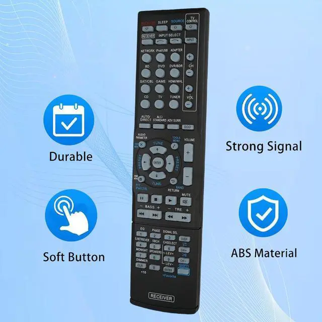 Alt view image 2 of 6 - Replacement Remote Control for Pioneer VSX-21TXH VSX-52 VSX-D814-S AXD7545 AXD7612 7.1-Channel Home Theater AV A/V Receiver System