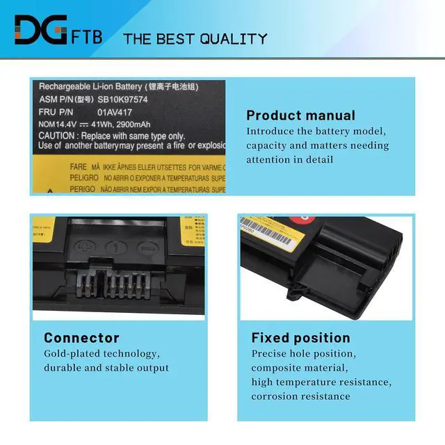 Alt view image 2 of 7 - 83 SB10K97575 82 Laptop Battery for Lenovo ThinkPad E570 E570C E575 Series 01AV417 01AV418 SB10K97574 01AV414 SB10K97571 SB10K97575 01AV415 01AV416 SB10K97572 4X50M33574 (14.6V 41Wh/2.81AH)