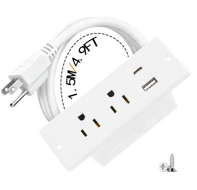 Alt view image 2 of 6 - Recessed Power Strip with USB-C and USB-A, 2/3 AC Outlets, in-Desk Flush Mount Power Strip, 125V 12A 1500W, for Desk Countertop Kitchen Island