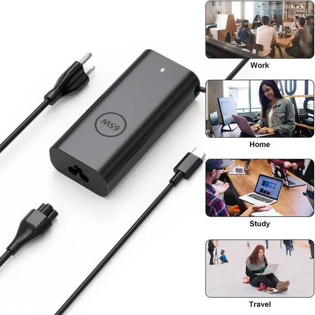 Alt view image 5 of 7 - 65W USB C Laptop Charger Compatible with Dell DS16260 DS14260 DC16251 | Fit for Dell XPX 13 DX13260 9350 9345 DA14250 Dell Pro PC14250 PC16250