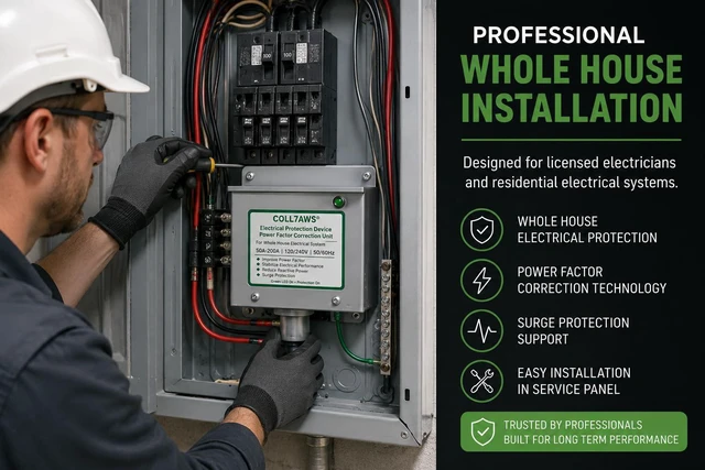 Alt view image 7 of 7 - Whole House Electrical Protection Unit 50A-200A | Power Factor Correction Device | Voltage Stabilizer for Breaker Panel | 120/240V