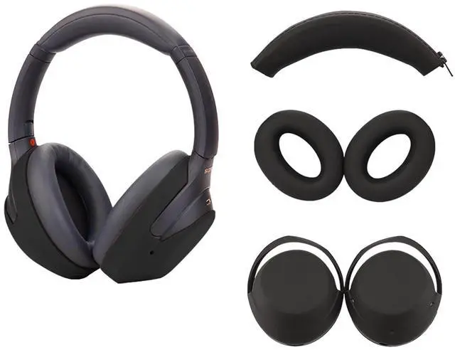 Main image of 3 Set Case Cover Compatible with Sony WH-1000XM4/WH-1000XM3 Headphones,Embody Ear Pad Cover/Headband Cover/Ear Cover Soft Silicone Headphones AccessoriesBlack