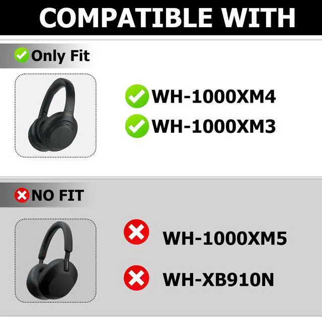 Alt view image 2 of 6 - 3 Set Case Cover Compatible with Sony WH-1000XM4/WH-1000XM3 Headphones,Embody Ear Pad Cover/Headband Cover/Ear Cover Soft Silicone Headphones AccessoriesRose Grey
