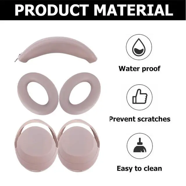 Alt view image 3 of 6 - 3 Set Case Cover Compatible with Sony WH-1000XM4/WH-1000XM3 Headphones,Embody Ear Pad Cover/Headband Cover/Ear Cover Soft Silicone Headphones AccessoriesRose Grey