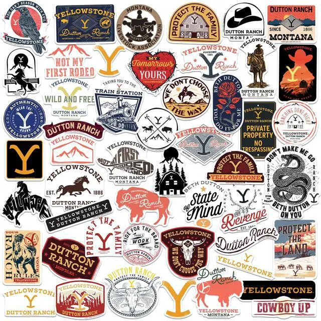 Main image of Yellowstone 50 Vinyl Stickers Waterproof Die-Cut Decals Laptop Water Bottle