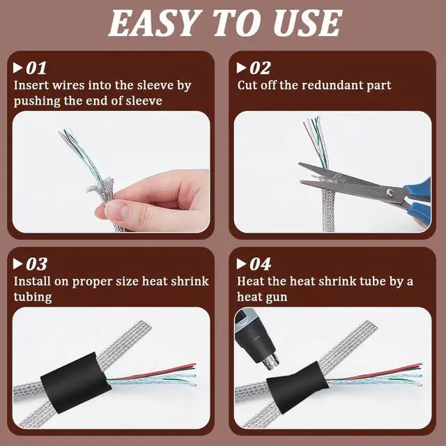 Alt view image 3 of 5 - 32.8ft Stainless Steel Braided Sleeving Braid, Wire Shielding Cable Sleeve Ground Strap 0.27inch Wide Scalable Network Ribbon for Cable Protection