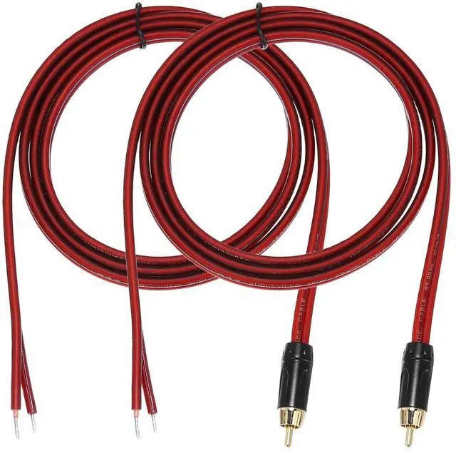 Main image of 2 Pcs RCA to Bare Wire Open End Audio Cable, 4.9ft (1.5 Meter) 14AWG Gold Plated Audio Cable, RCA Extension Wire for Guitar, Speakers