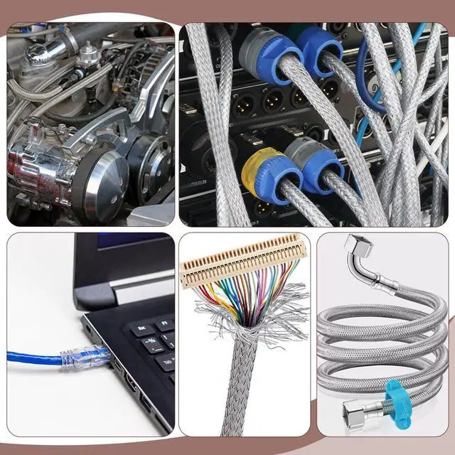 Alt view image 5 of 5 - 32.8ft Stainless Steel Braided Sleeving Braid, Wire Shielding Cable Sleeve Ground Strap 0.27inch Wide Scalable Network Ribbon for Cable Protection