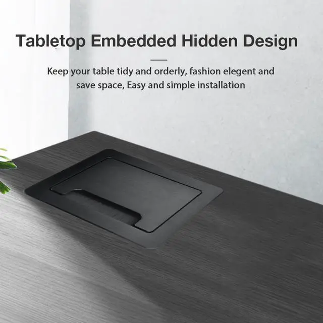 Alt view image 3 of 7 - Conference Table Power HubTabletop Brush Cable Cubby Connectivity Box with 2 AC Power + 2 USB-C Charger(33W) + 4 Cable Holes with 5.58ft Power Cord for Conference Office (C+C)