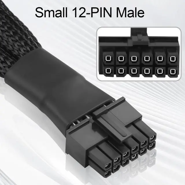 Alt view image 3 of 7 - SQC118 12VHPWR PCIe 5.0 12-Pin to Dual 8-Pin (6+2) PCIe Adapter Cable for RTX 4090/4080/4070 Ti, PCI Express 5.0 GPU Power Adapter, 20cm Braided Cable