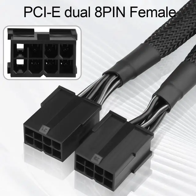 Alt view image 4 of 7 - SQC118 12VHPWR PCIe 5.0 12-Pin to Dual 8-Pin (6+2) PCIe Adapter Cable for RTX 4090/4080/4070 Ti, PCI Express 5.0 GPU Power Adapter, 20cm Braided Cable