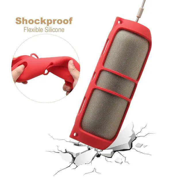 Alt view image 5 of 6 - Silicone Cover Case for Beats Pill (2024 Release) Speaker, Travel Silicone Case Protective Carrier Holder Speaker Cover with Shoulder Strap (Case Only) (Red)