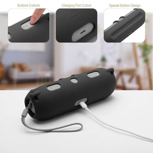 Alt view image 3 of 6 - Silicone Cover Case for Beats Pill (2024 Release) Speaker, Travel Silicone Case Protective Carrier Holder Speaker Cover with Shoulder Strap (Case Only) (Black)