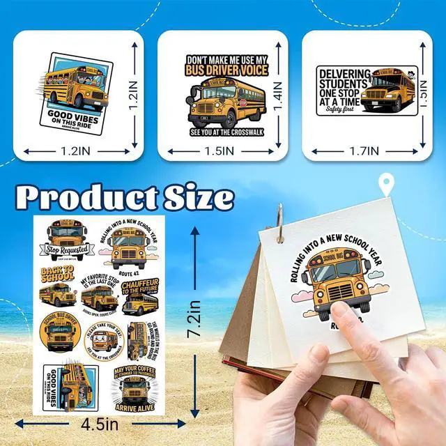 Alt view image 6 of 7 - (1.5-2.5 Inch) 60Pcs School Bus Driver Stickers Pack, Funny Back to School | Decals Waterproof Vinyl for Laptop Water Bottle Phone Notebook Gifts for Drivers Teachers Kids