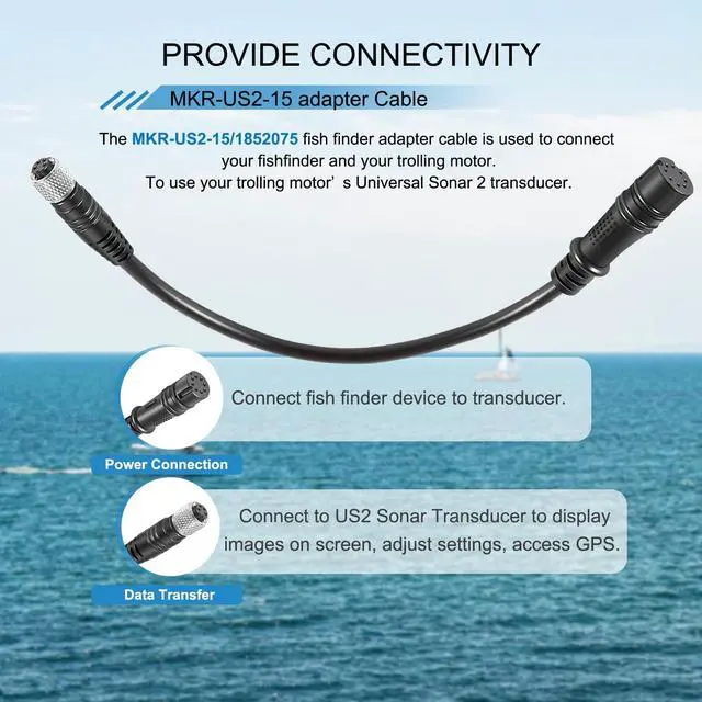 Alt view image 4 of 7 - 1852075 MKR-US2-15 Adapter Cable for Lowrance Hook2 Universal Sonar 2, for Hook Reveal (8-pin)