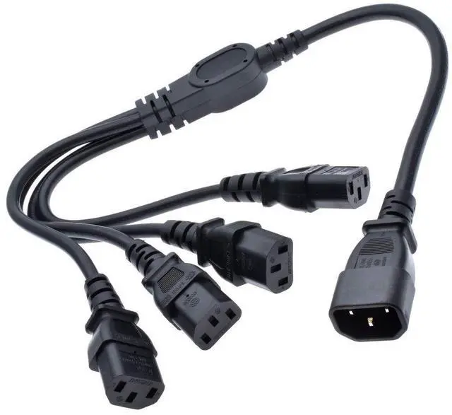 Main image of IEC320 C14 to C13 4 Way Y Splitter Power Adapter Cable 10A 250V UPS PSU Extension Cable,IEC320 C13 4 in 1 C14 AC Power Cable Power 4 Monitors at Once (C14 to 4 X C13-0.6M)
